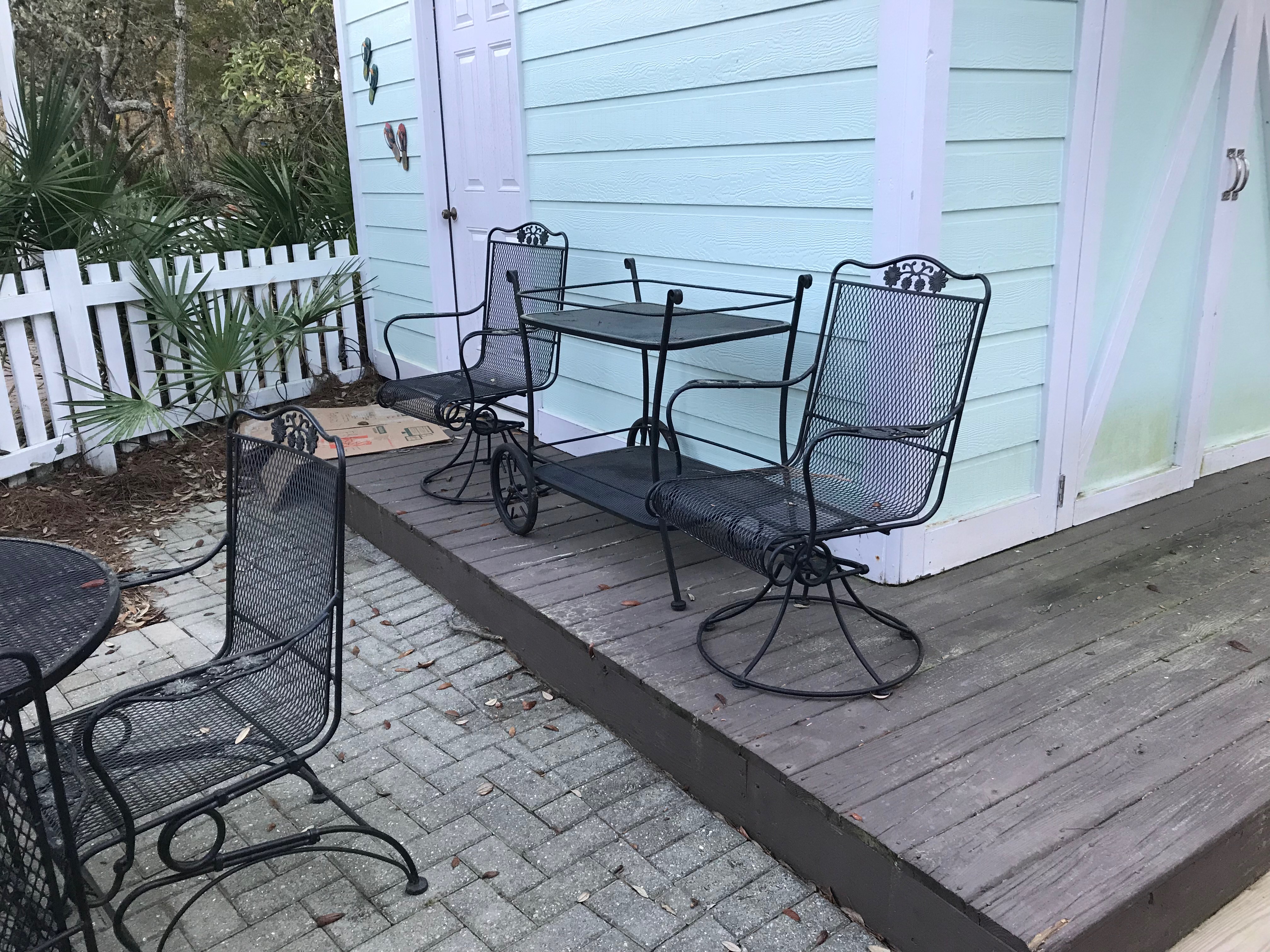 iron swivel chairs and tea cart.JPG