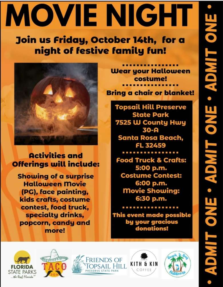 Topsail Hill Preserve State Park Halloween Movie Night